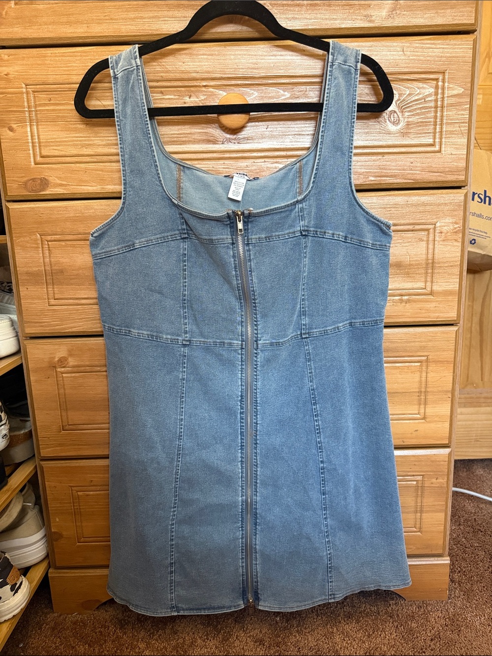 RSQ Light Blue Denim Zip-Front Mini Dress